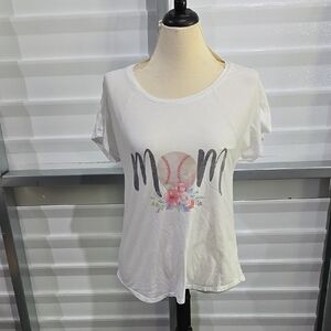 White Relaxed Short Sleeve Tee with Cuffed Sleeves‎